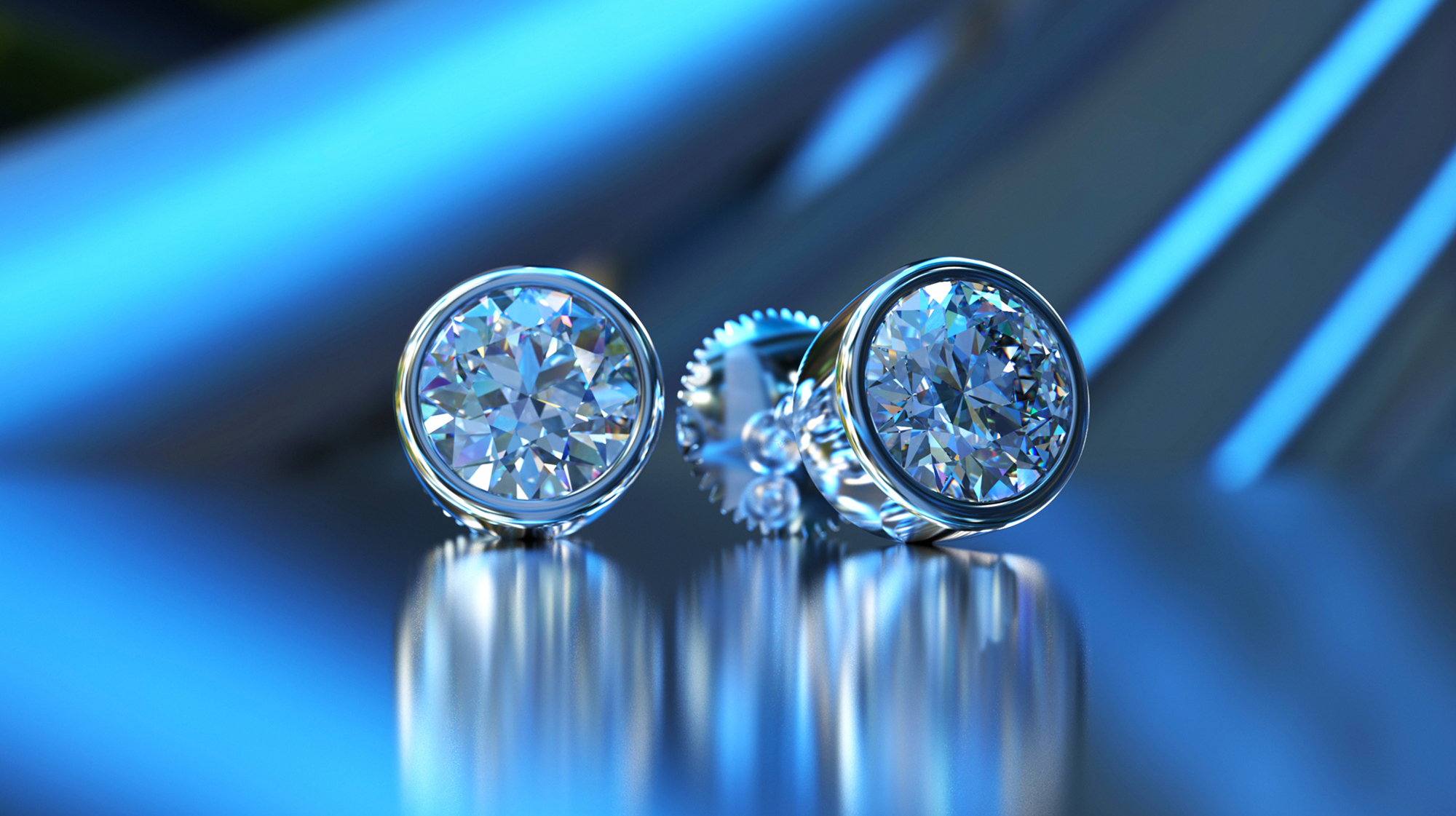 Diamond Bezel Earring Studs